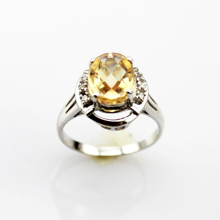 White Gold Plated 925 Silver Jewelry 8mmx10mm Oval Pink Cubic Zircon Ring(R0076)