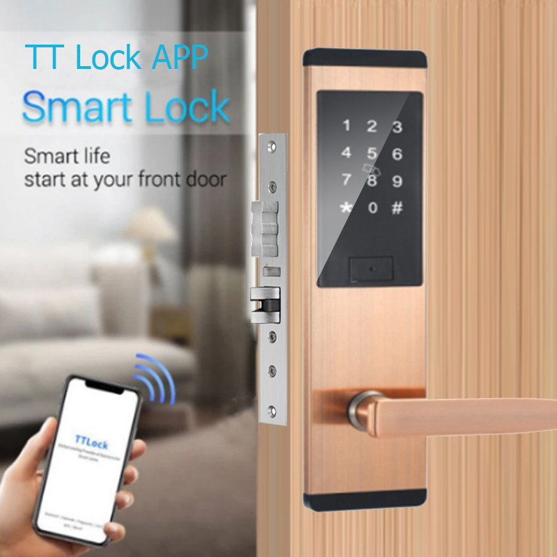 TT Lock APP Control Apartment House Digital Electric Smart Door Lock with Code and Card