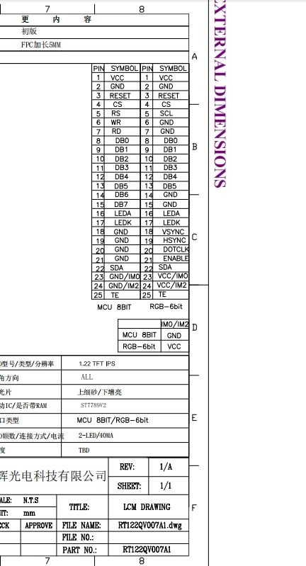 RGH 1.22 Inch IPS Color Lcd Display 240*240 Pixels LCD Module