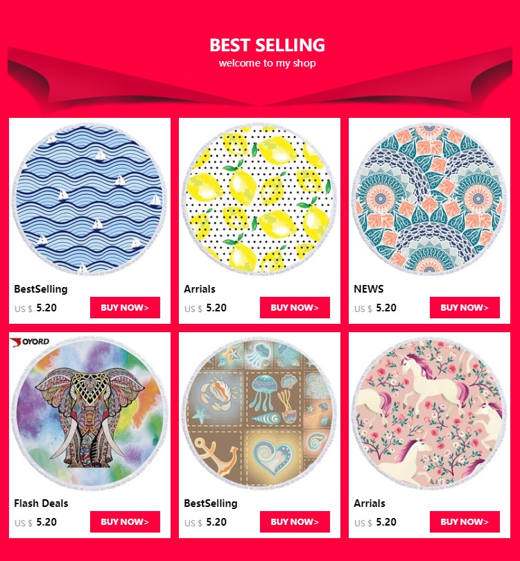 Mandala Printed Linen Beach Towel Circle Round Shaped With Tassels Fringe