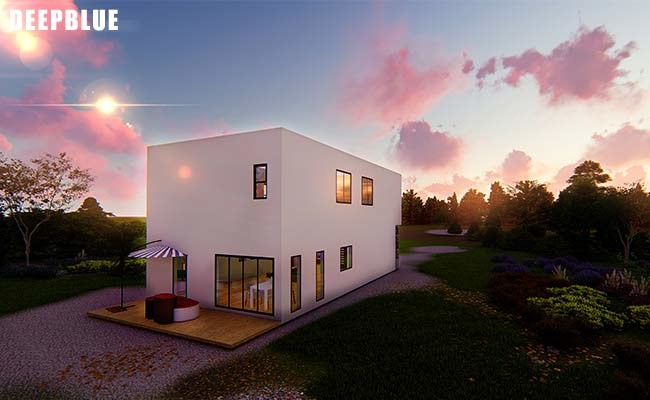 2-storey House for Family Light Steel Fame Prefabricated Home Easy to Assemble