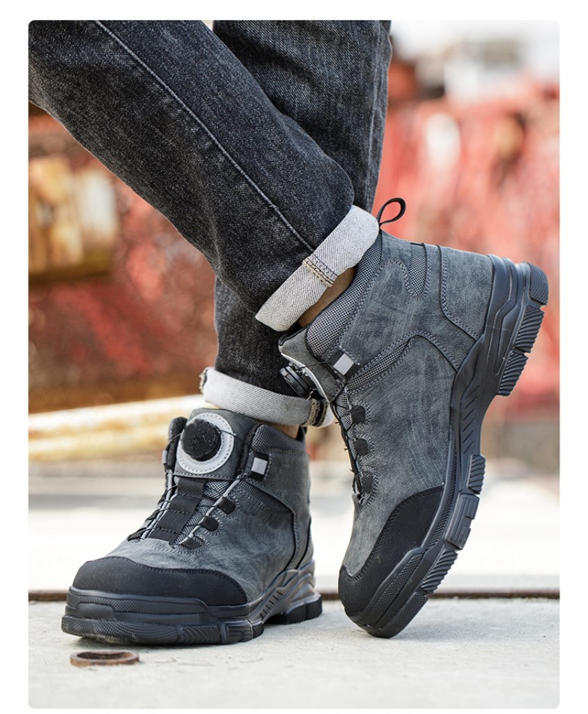 Kevlar Midsole Safety Boots For Security Work In Black Microfiber