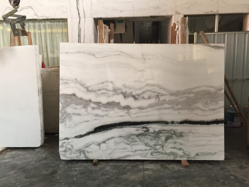 China Panda White Flooring Counter Kitchen Marble Stone Slab Black Wave Natural Stone