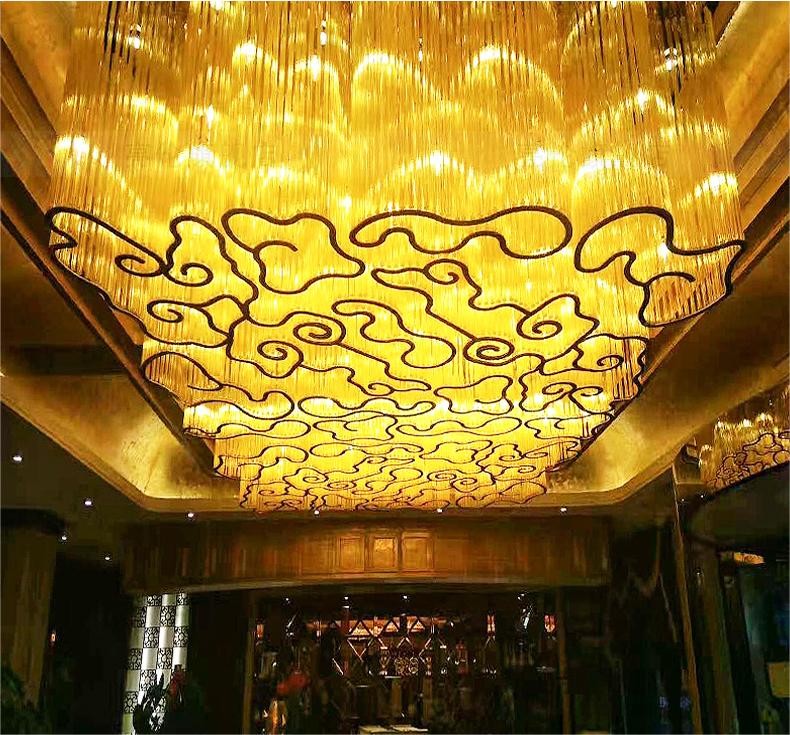 LED Chinese Style Xiangyun Design Custom Crystal High Ceilings Chandeliers