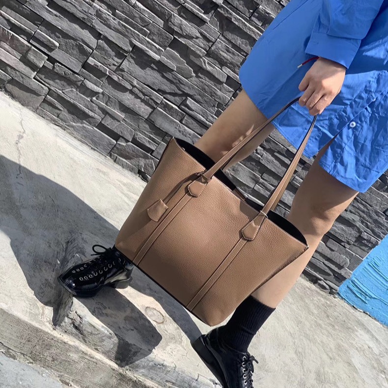 Women Genuine Leather Bucket Tote Handbags