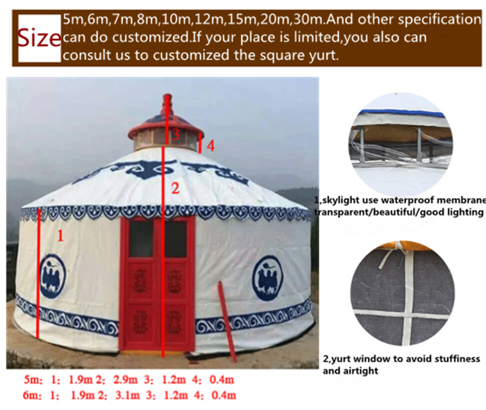 Anti - Ultraviolet Mongolian Yurt Tent With Thickening Acupuncture Cotton