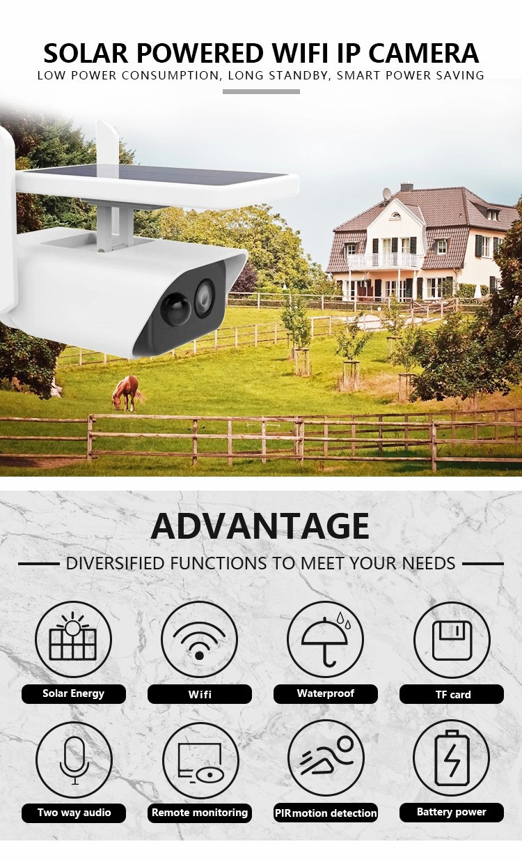 1080P HD Smart Solar Low Power Consumption Security Surveillance CCTV Battery-Powered Wireless Wifi IP Camera