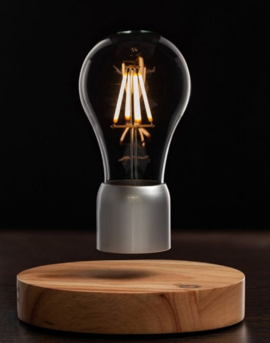 round base wireless magnetic levitation desk lamp light night bulb