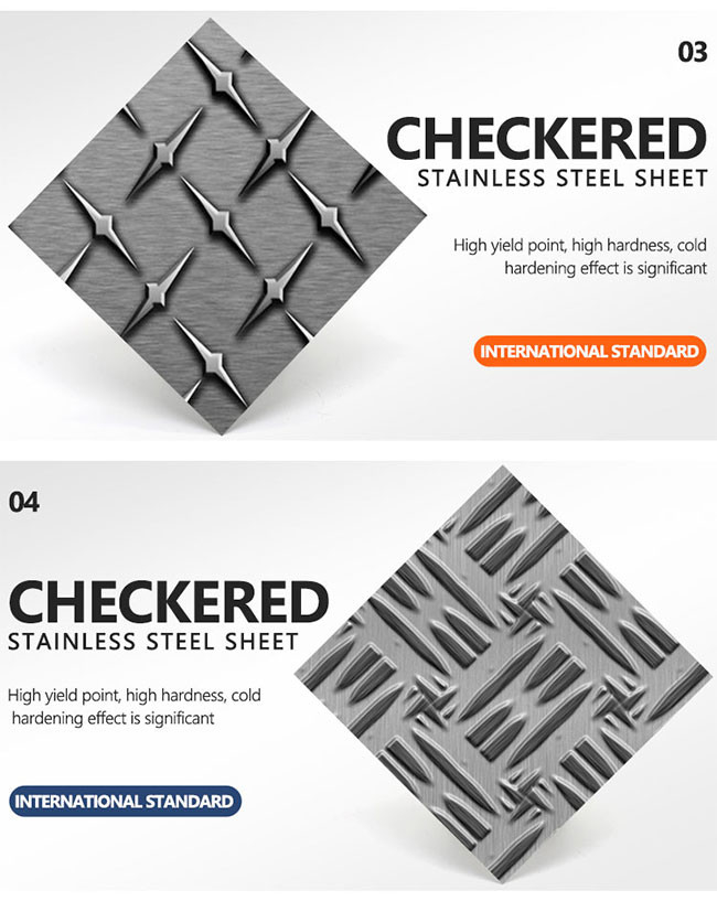 Cold Rolled Checkered Stainless Steel Sheet Anti Skid Steel Plate