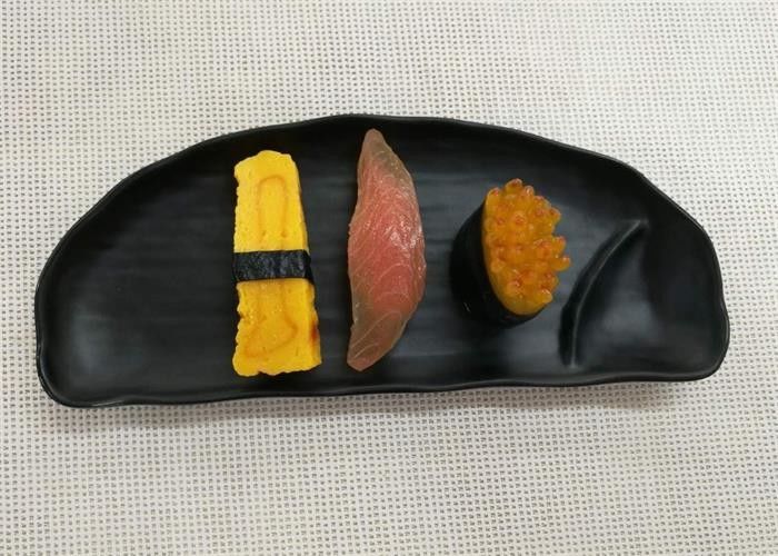 Half-moon Black Melamine Plate Imitation Porcelain Dinnerware Sets Length 27cm