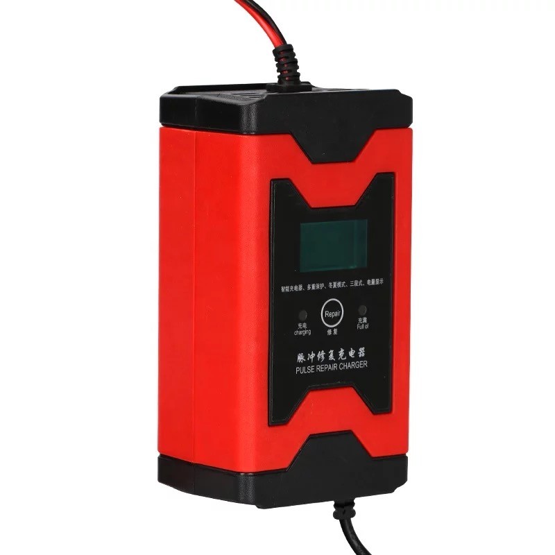 12V 6A Smart Lead Acid Battery Charger Full Automatic Charging Adapter for Car Motorcycle Electric Bike Scooter LCD Disp