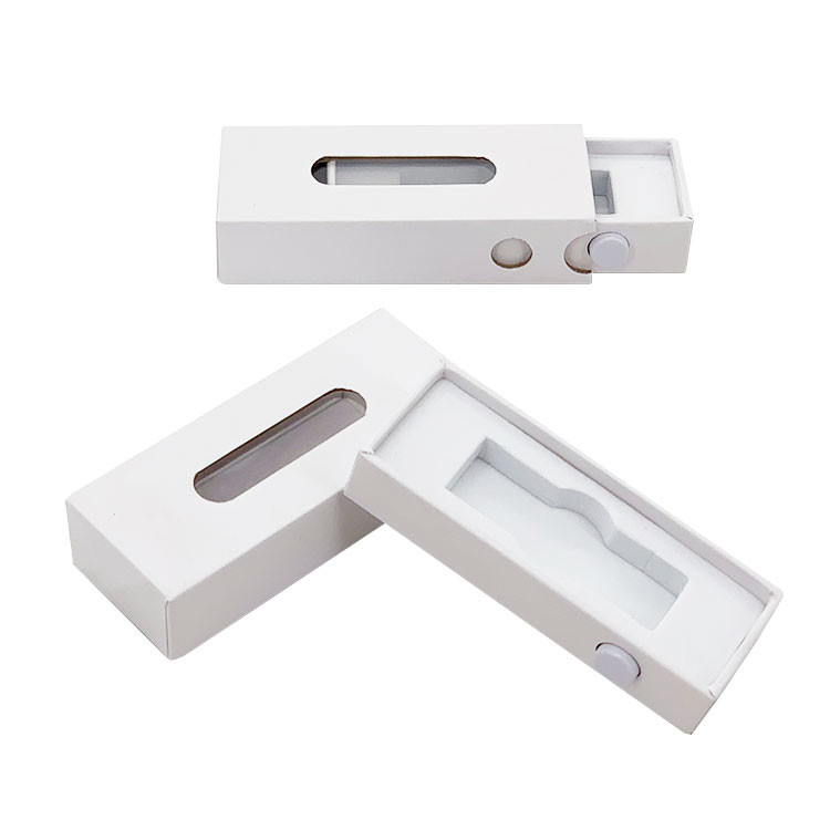 White Vape Cartridge Box , Cardboard Box With Plastic Window 100mmx35mmx25mm