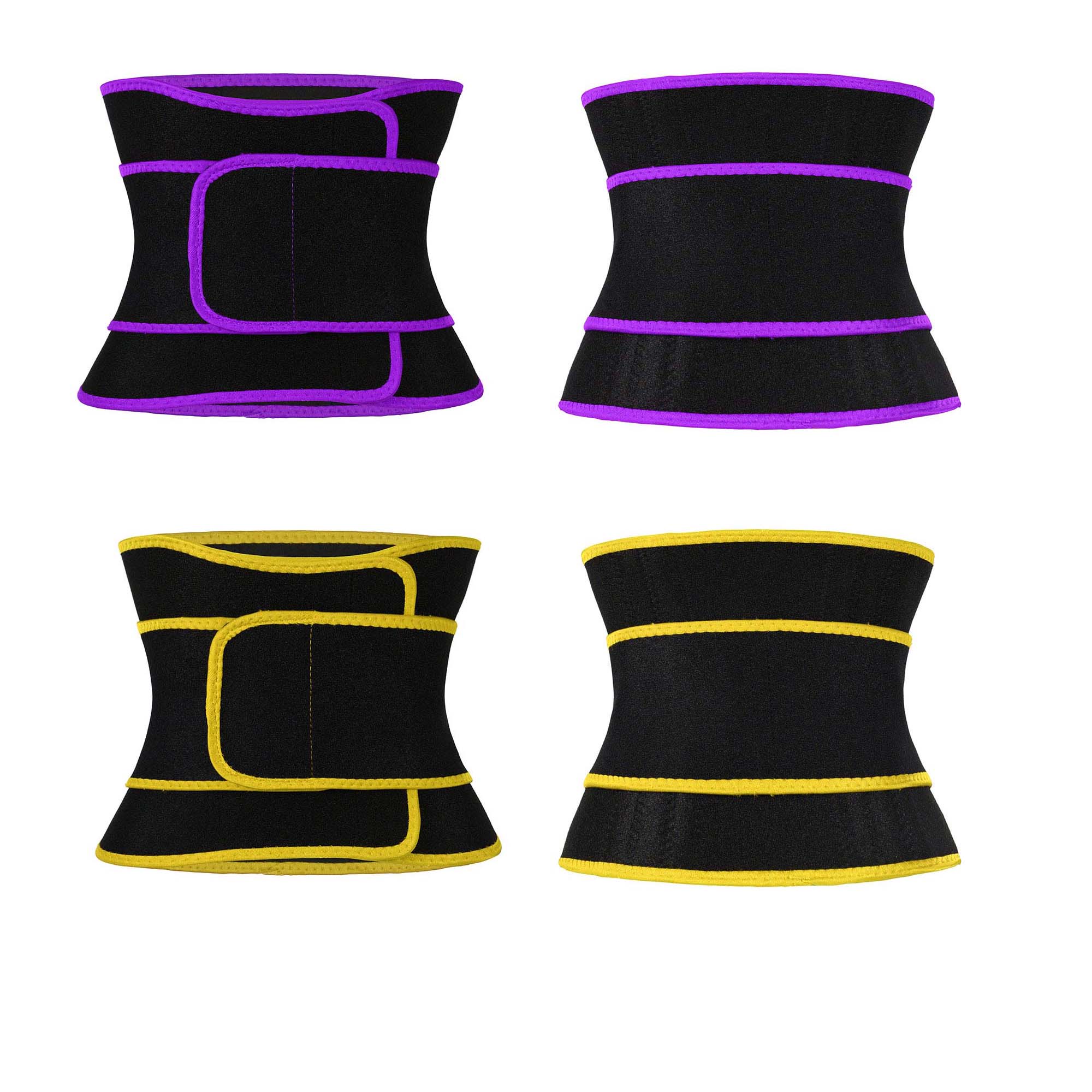 purple and yellow Double Velcro Waist Trimmer Belt 