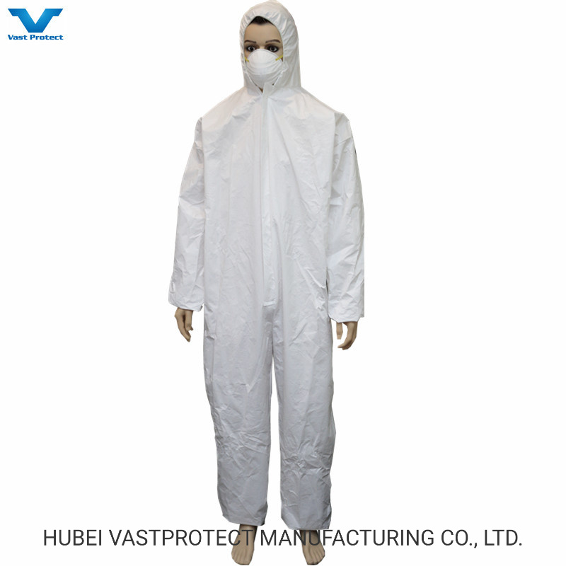 Overalls Disposable Nonwoven SMS Microporous Coveralls with Knitted Cuffs