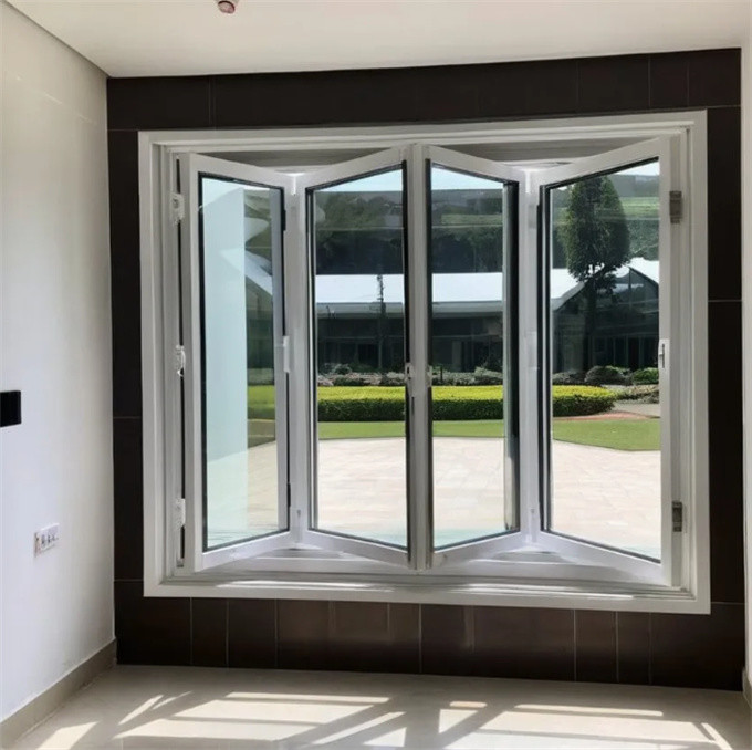 Horizontal Opening Tempered Glass Aluminum Bifold Windows With Triplex Glass Upgrade