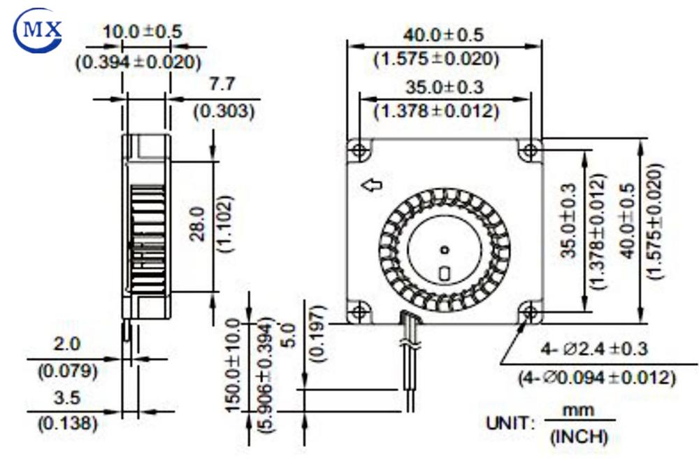 1.56 inch 40mmX40mmX10mm sleeve bearing blower cooling micro fan for industrial production equipment with low price