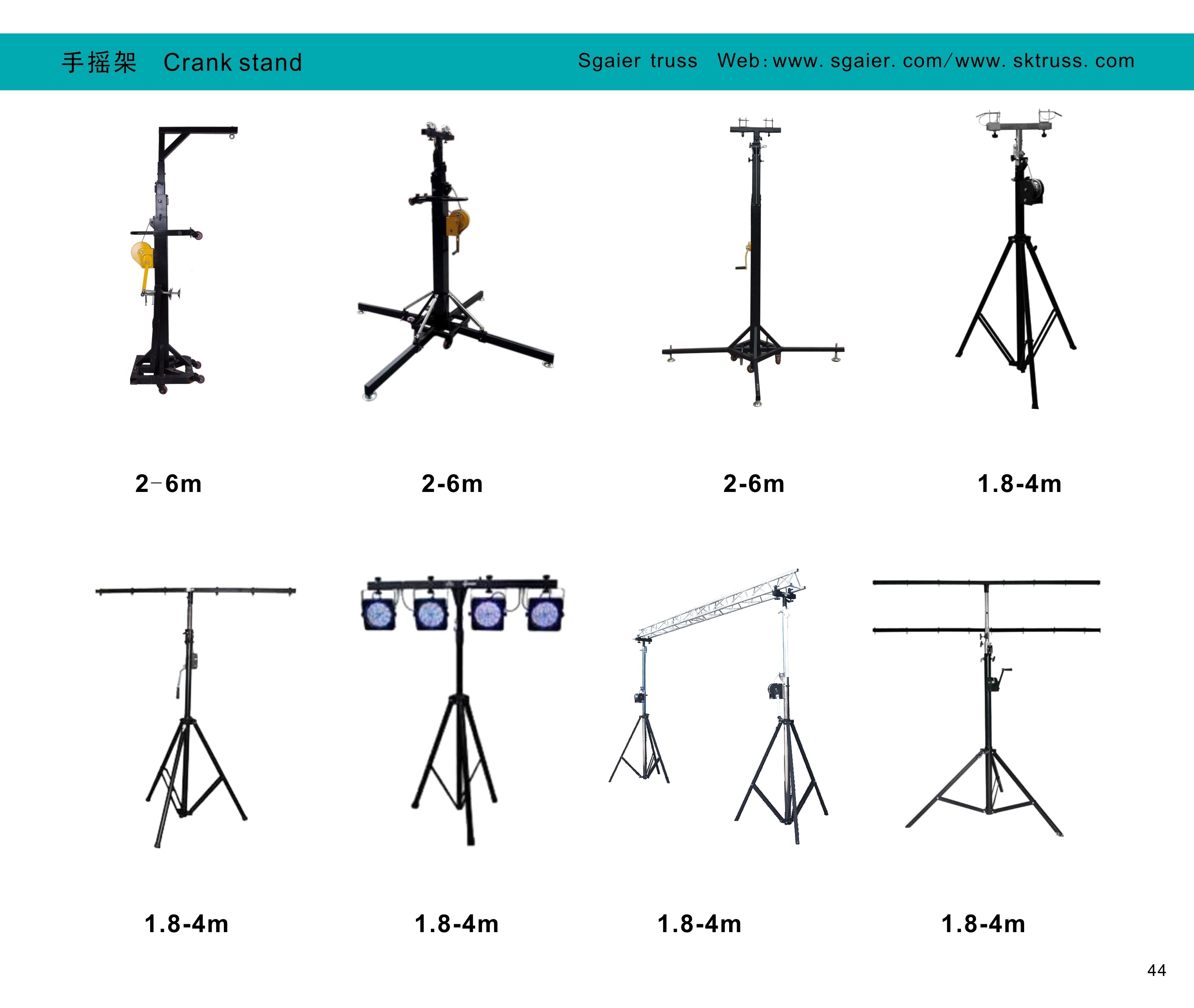 6m Crank Handle Heavy Duty Lighting Truss Stand Aluminum Material Black Color