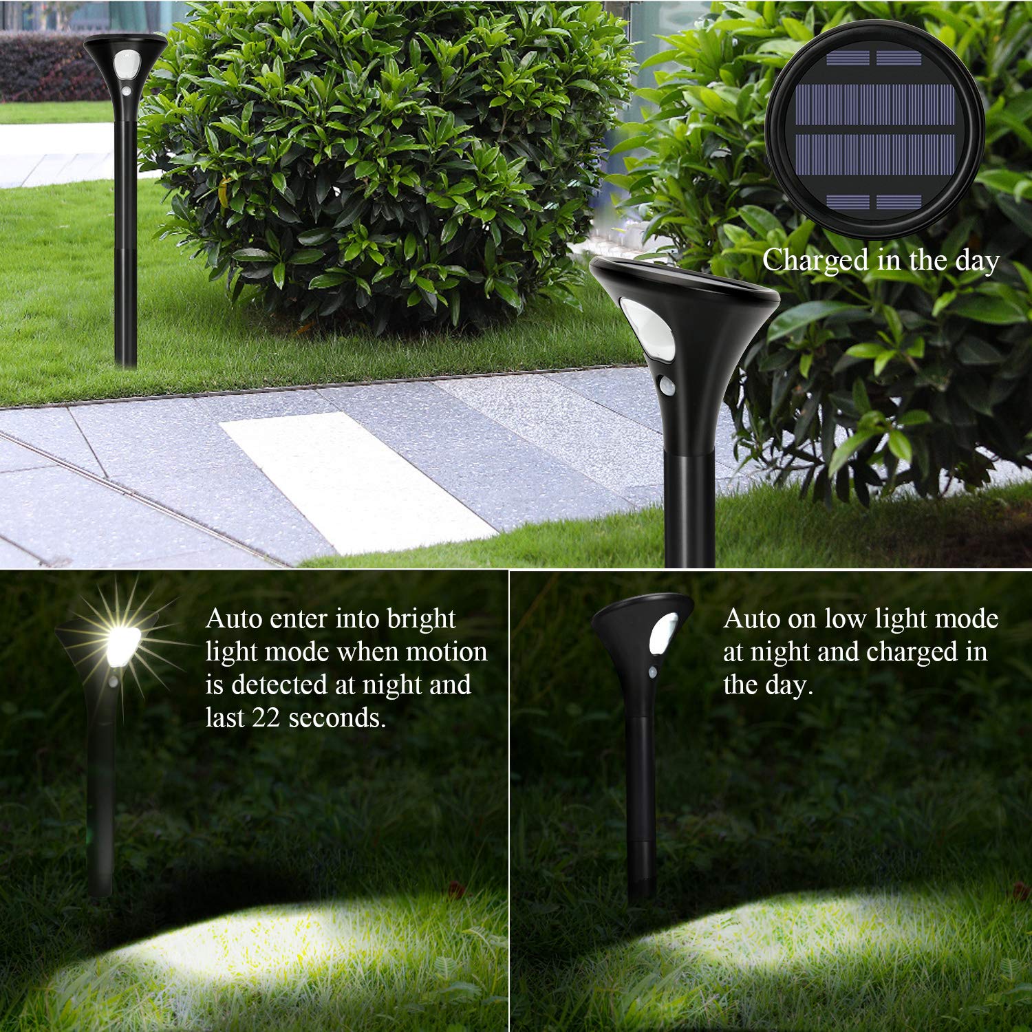 Outdoor Solar Lights, Solar Path Lights with Motion Sensor