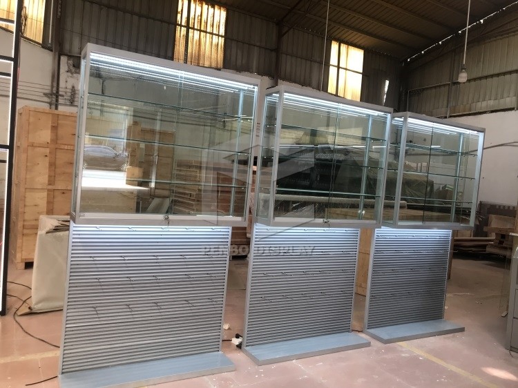 12pcs Drawers Glass Mobile Phone Display Showcase 1200x2400mm With LED Light