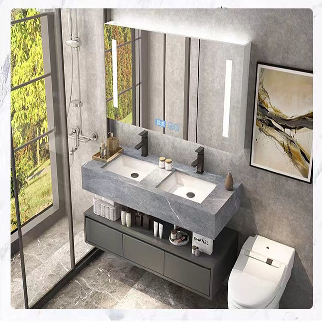 Solid Wood Bathroom Vanity Cabinets Furniture European Modern Minimalist With Single Sink