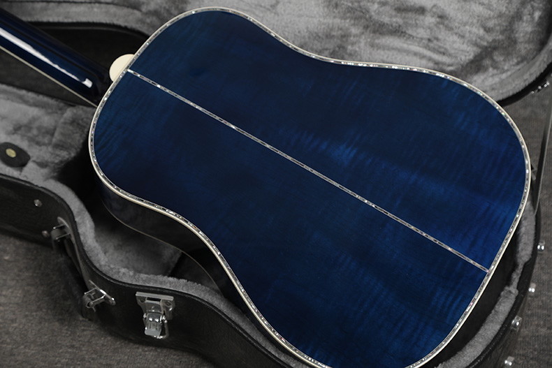 Custom Gibson Style Solid Adirondack Spruce Top Solid Tiger Maple Back Side J-45 Acoustic Guitar in Blue