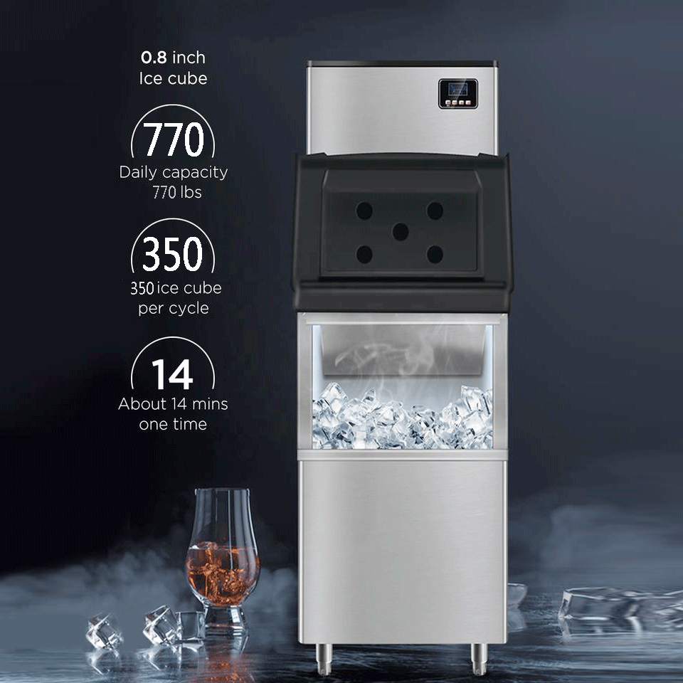 English Operating Language Ice Cube Block Making Machine 350kg Automatic Stainless Steel Ice Maker Machine for Business
