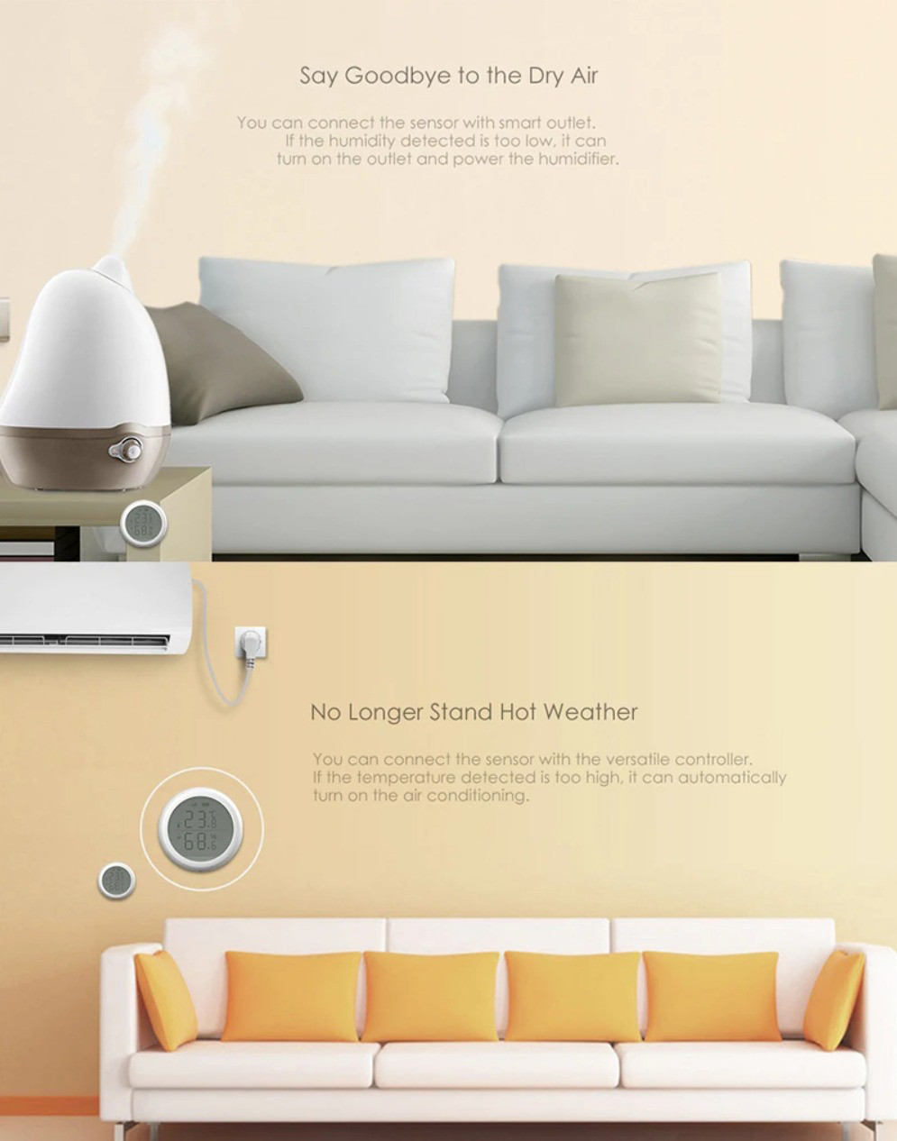 Smart Home Tuya Zigbee Wifi Wireless Smart Temperature And Humidity Sensor lcd Screen Use With Gateway