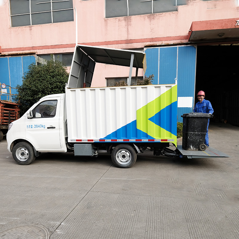 Closed Type Waste Bin Truck Lifting Plate Eco friendly Mini Garbage Truck