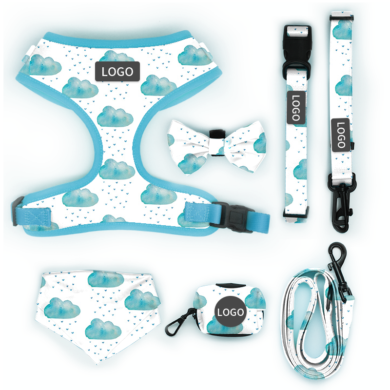 Neoprene Dog Harness And Leash Set Personalized Designer Custom Pattern No Pull Soft Pet Harness For Small To Medium Dogs