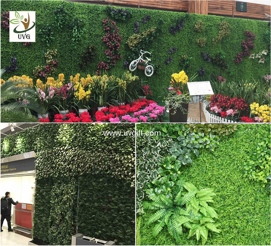 UVG artificial green living wall with plastic grass for vertical garden decoration GRS09