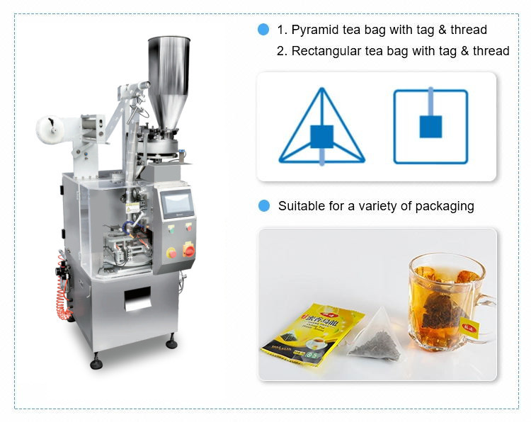 Pyramid Nylon Filter Automatic Food Packaging Machine 10g Tea Bag With String Tag