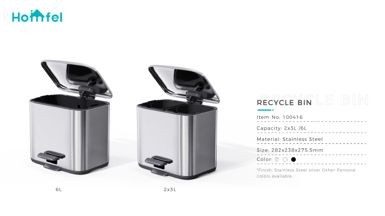 2 Division Stainless Steel Pedal Bin Household Trash Can for Stylish and Sustainable Recycling Solution