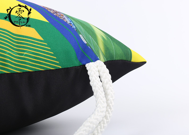 Brasil Printed Cinch Sack Drawstring Backpack Big Size Waterproof Patterned With Thick Ropes