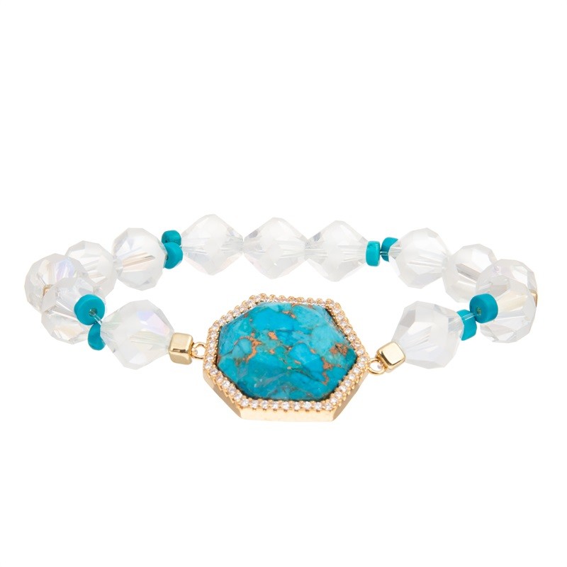 Gold Chain Link Blue Turquoise Magnetic Buckle Bracelet For Woman Fashion