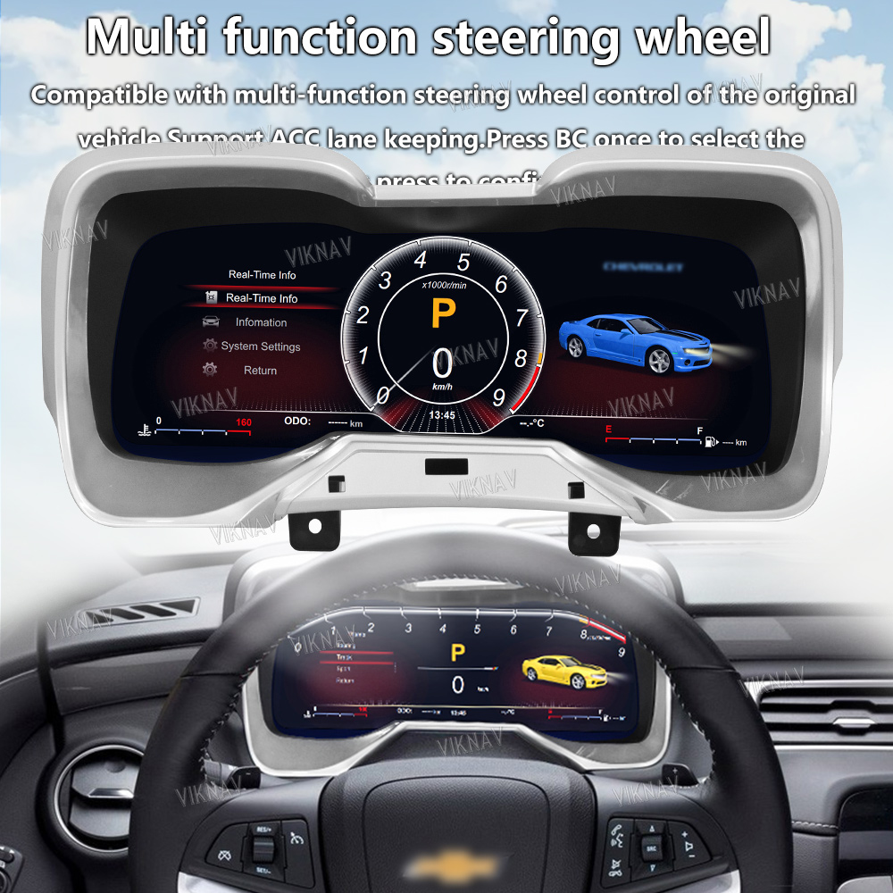 Viknav Car Digital Dashboard Panel For Chevrolet Camaro (2010-2015) 12.3 inch LCD Screen Gauge Cluster Head Unit