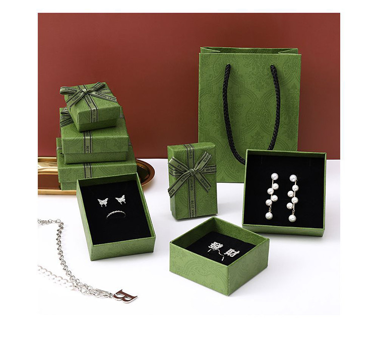 Luxury Green Jewelry Drawer Box Lid And Base Type For Necklace Bracelet Earrings Ring