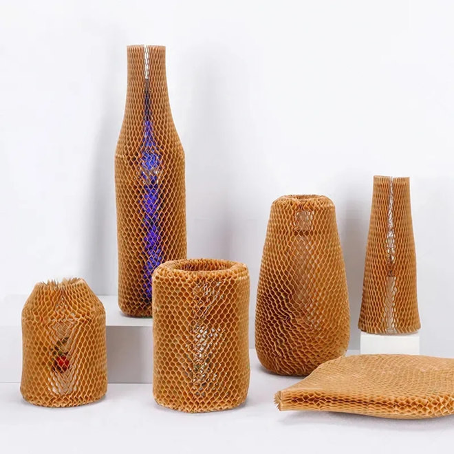 Recyclable Custom Cushioned Honeycomb Wrap Paper Kraft Paper Packing Sleeve