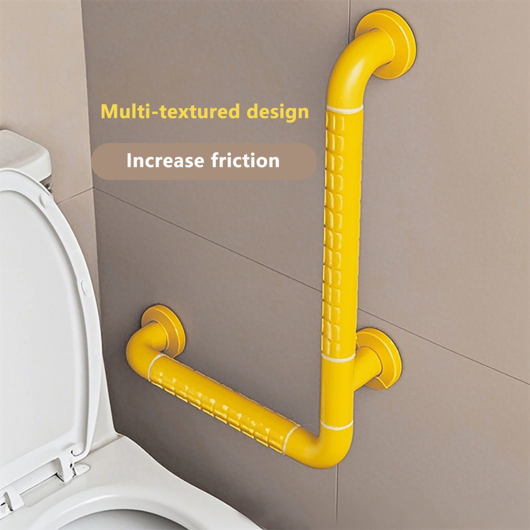 Bathroom Handrail Barrier-Free Toilet Yellow White L-Shaped Wall Handrail Nylon Grab Bar