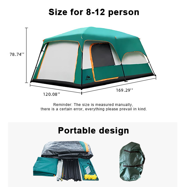 Quick Setup Spacious 12 Person Tents Instant Cabin Large Camping Tents