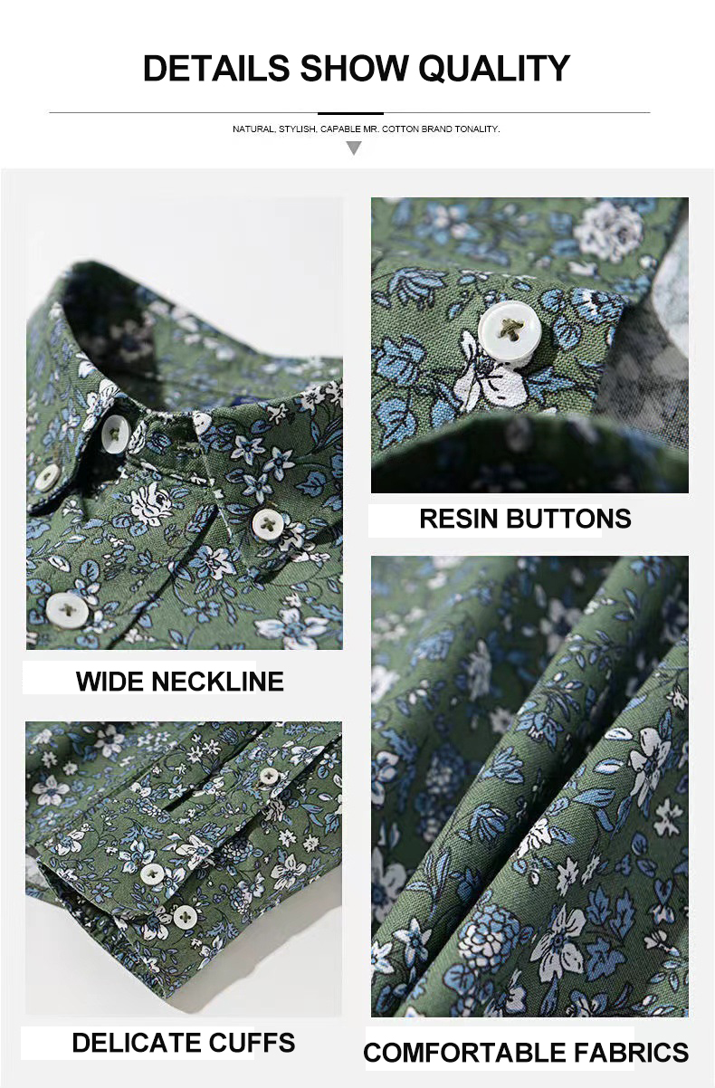 Advantage Breathable Material Oxford Printing Casual Fashion Small Flower Shirt Men's