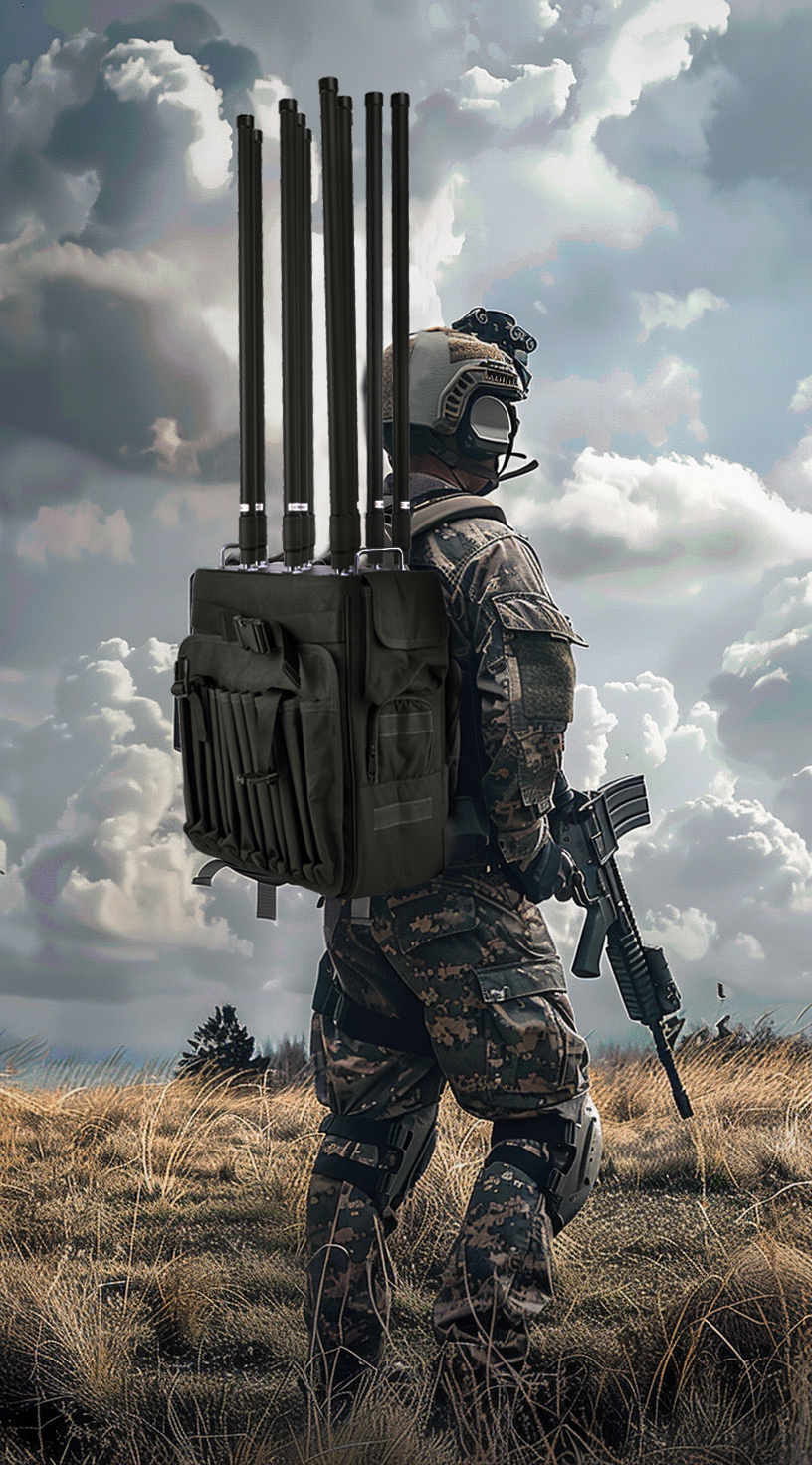 8Channel Anti Drone Backpack Manpack Jammer With Detector 5825-5852MHz 50W