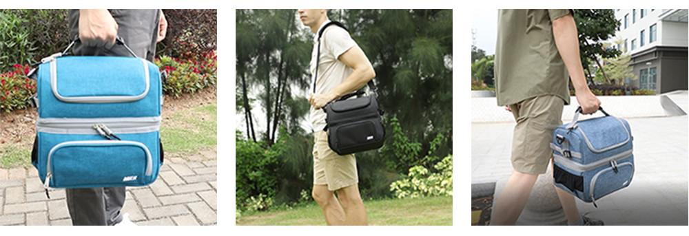 2 Compartment Lunch Bag Tote Large Insulated Cooler Thermal Lunch Box Tote