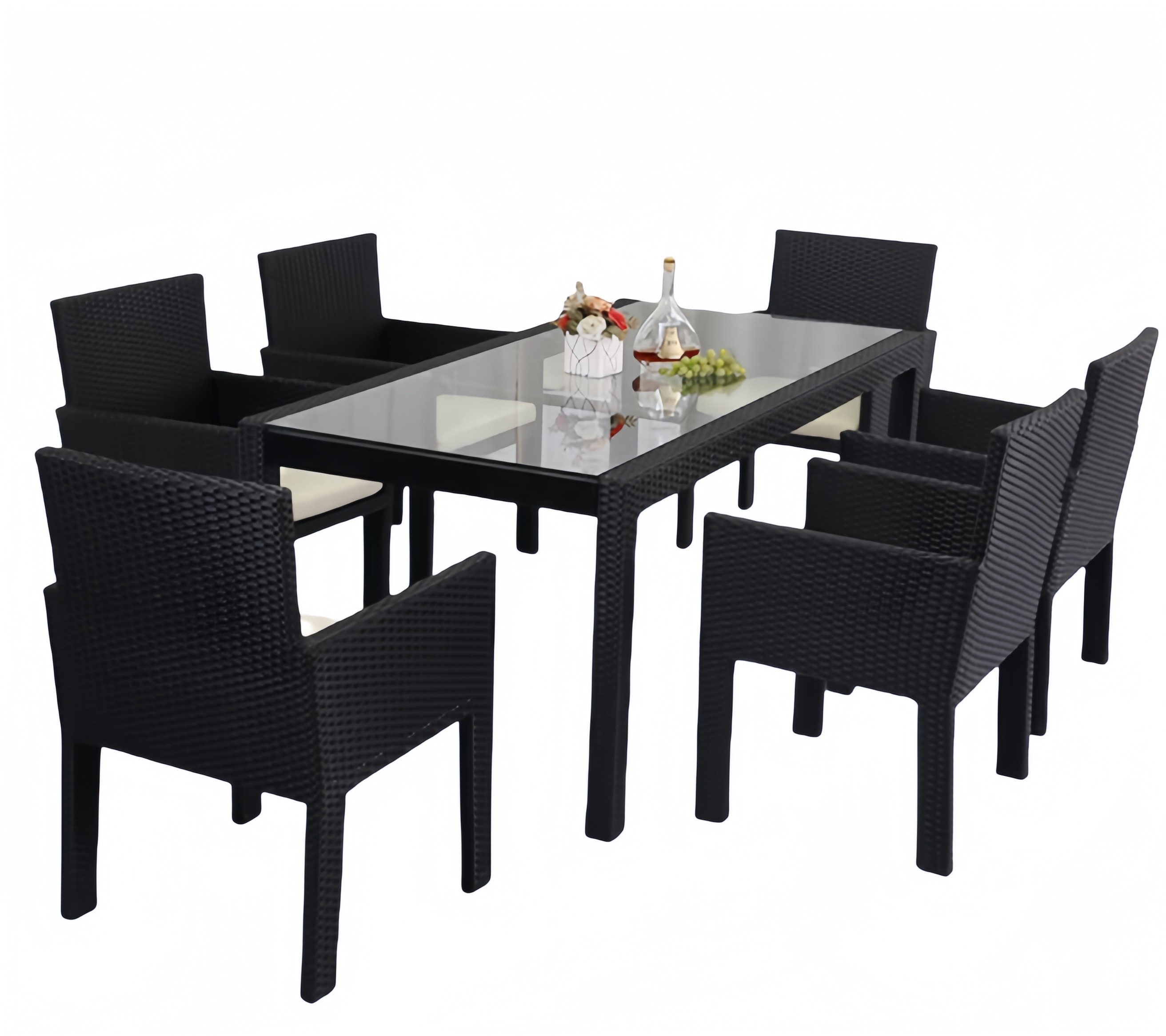 7 PCS Woven Dining Table Chairs Patio Conversation Leisure Rattan Sofa Set
