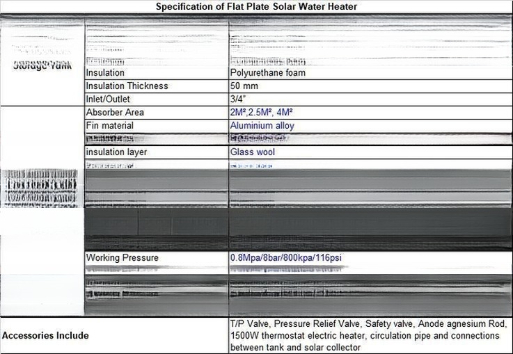200L 150L 100L 250L 300L Blue Titanium Selective Coating Flat Plate Solar Water Heater