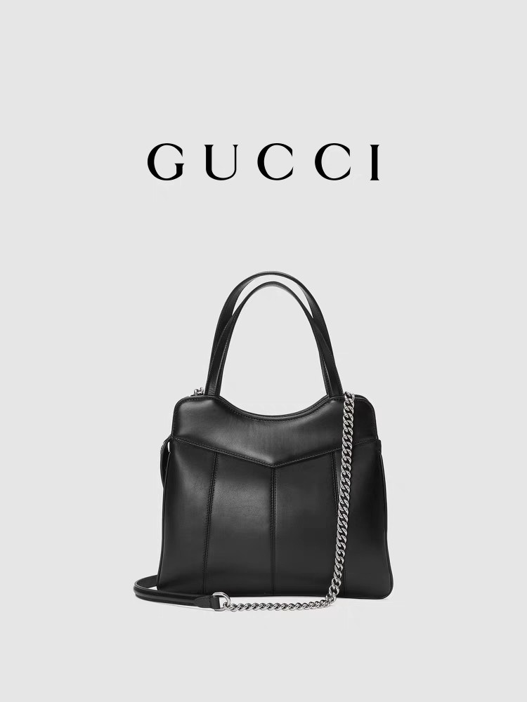 Leather Palladium Tone Gucci Tote Mini Classic Silhouettes