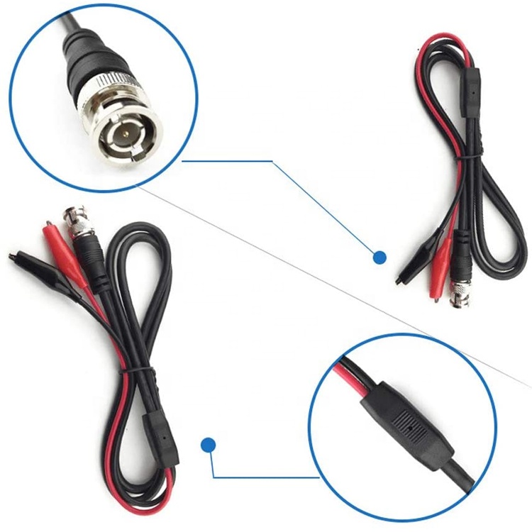 BNC to Dual Alligator Crocodile Clips Test Lead Cable for Oscilloscope CCTV Camera Video
