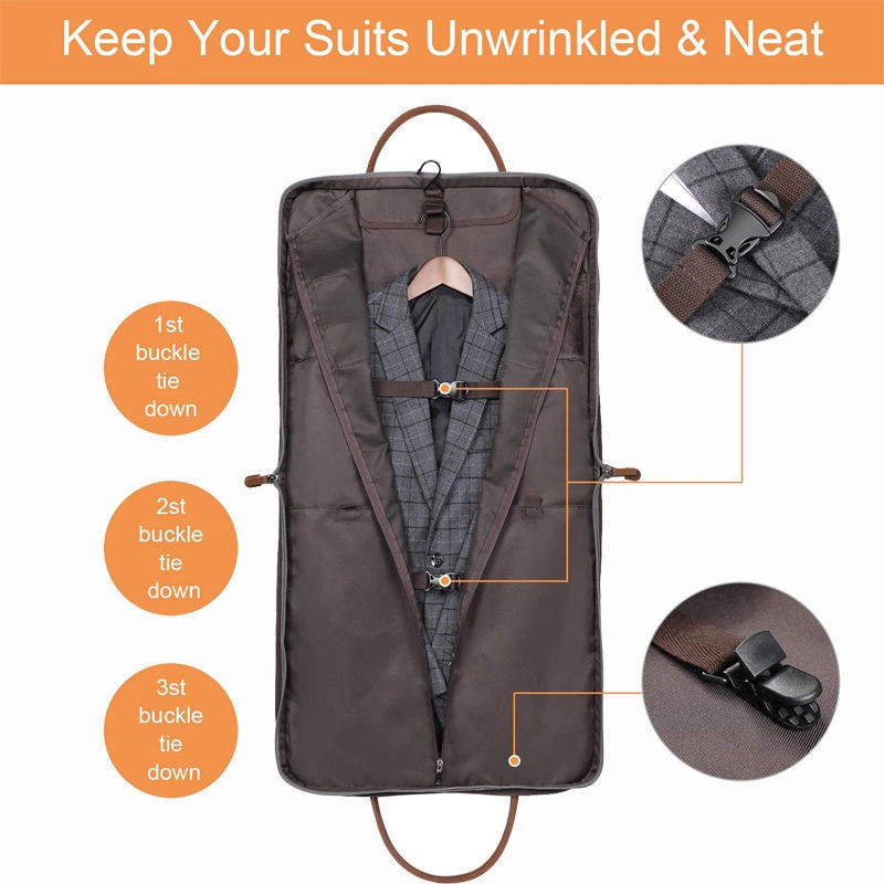 Heavy Duty Canvas Men'S Weekender Garment Bag With Genuine Leather Trim
