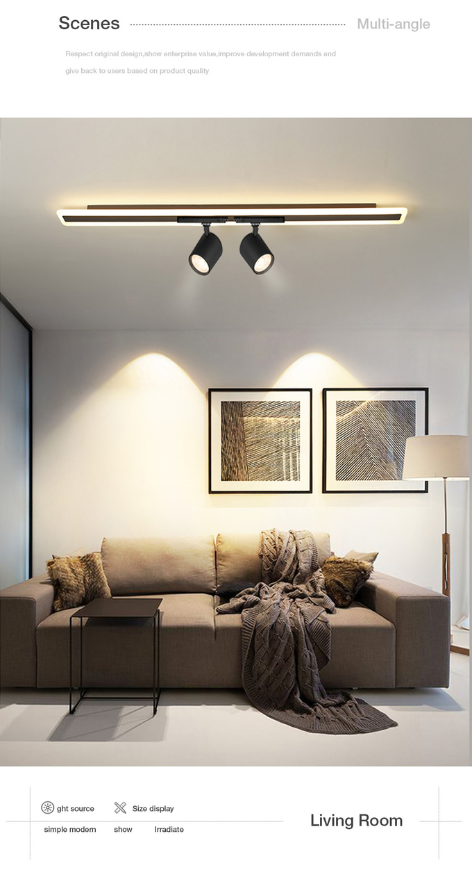 6000K Aluminum COB Track Light , Durable Hotel LED Track Lamp