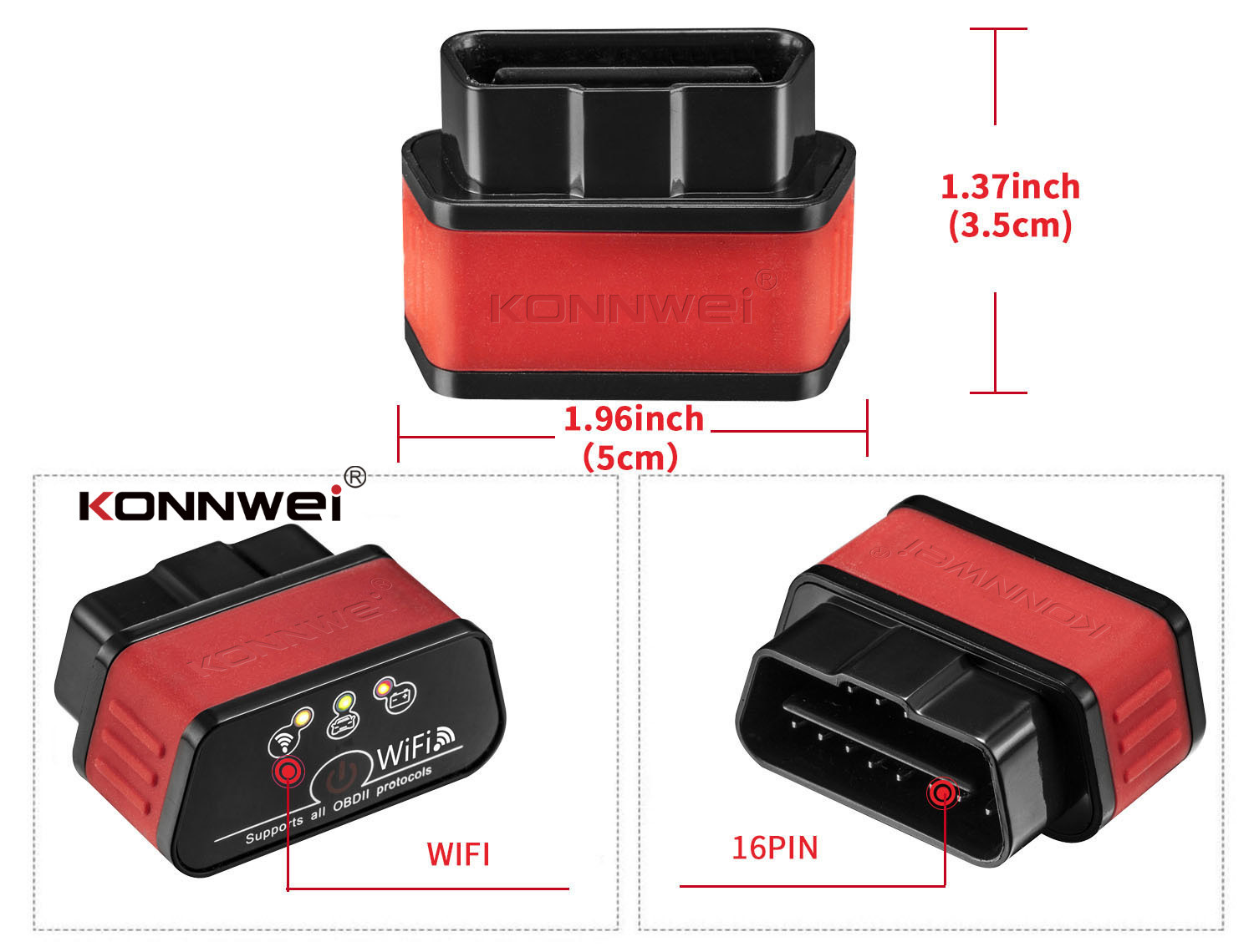 Professional Obd2 Wifi Auto Scanner / Wifi Car Diagnostic Tool Compatible All 12V Cars