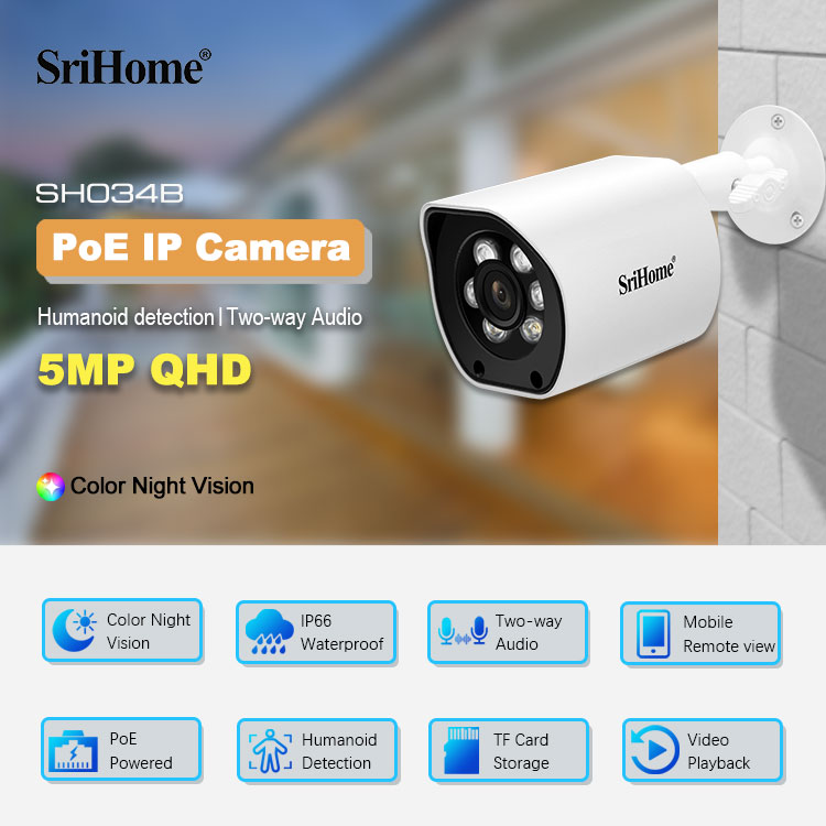 5MP Full Color Night Vision Waterpoof Cctv IP Surveillance Security IR LED Outdoor Bullet PoE Camera With Auto-Tracking